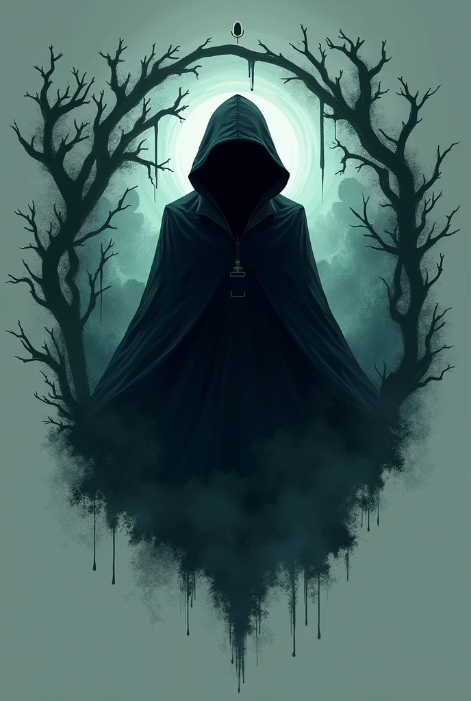 Make me a logo for a mystery podcast, paranormal stories and occult events, a logo containing all this information, make it innovative