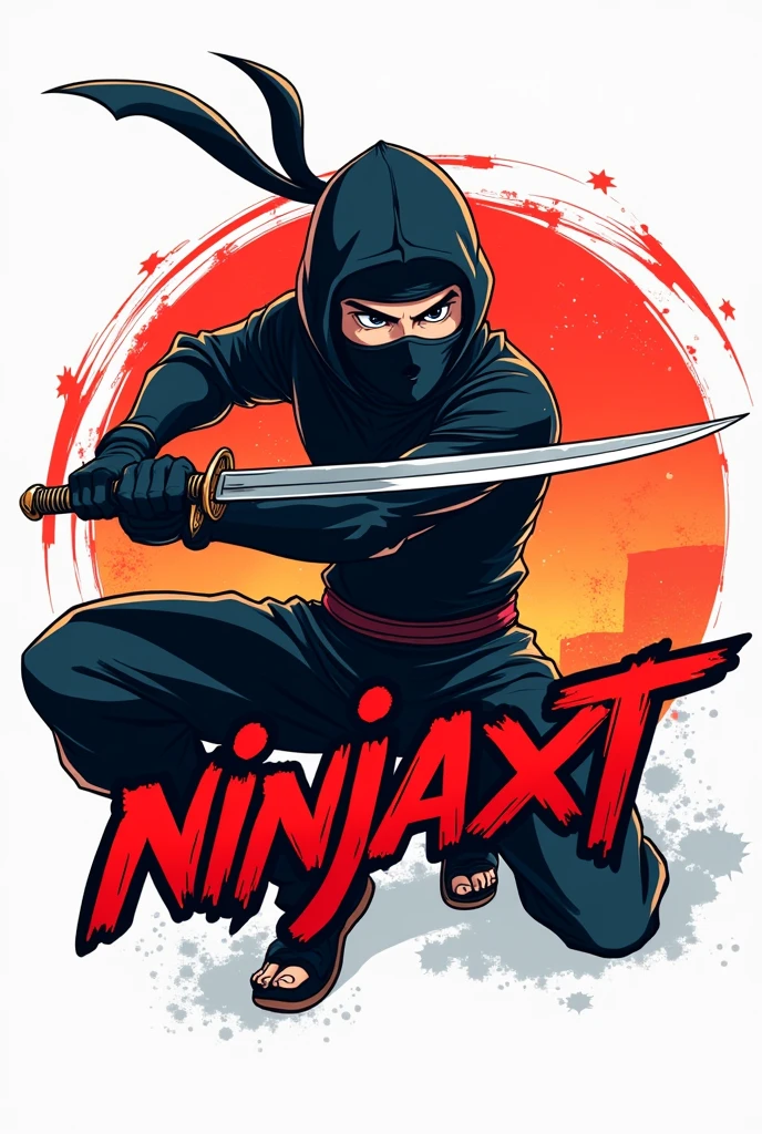 Create a round anime ninja logo with the word ninjaxt written on it