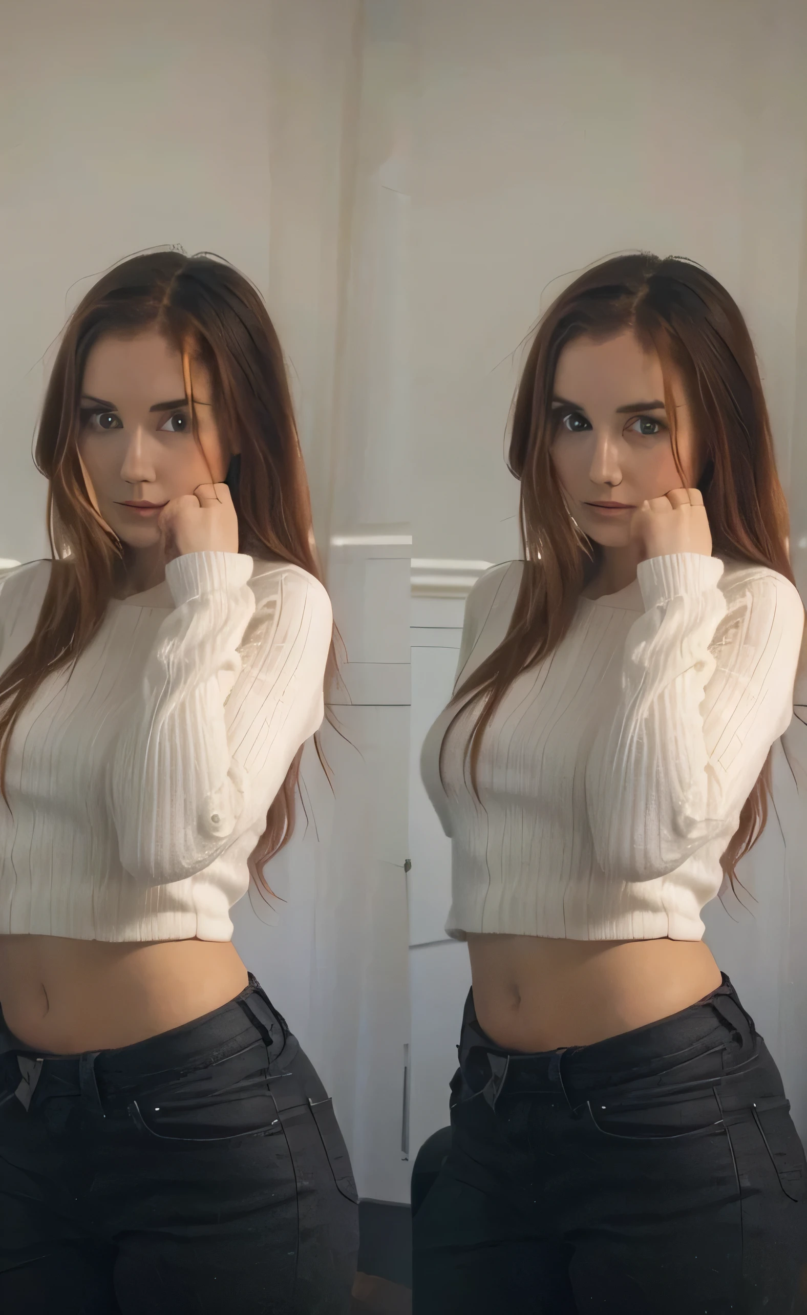 Different pose, pretty girl with copper hair and black clothes with pink