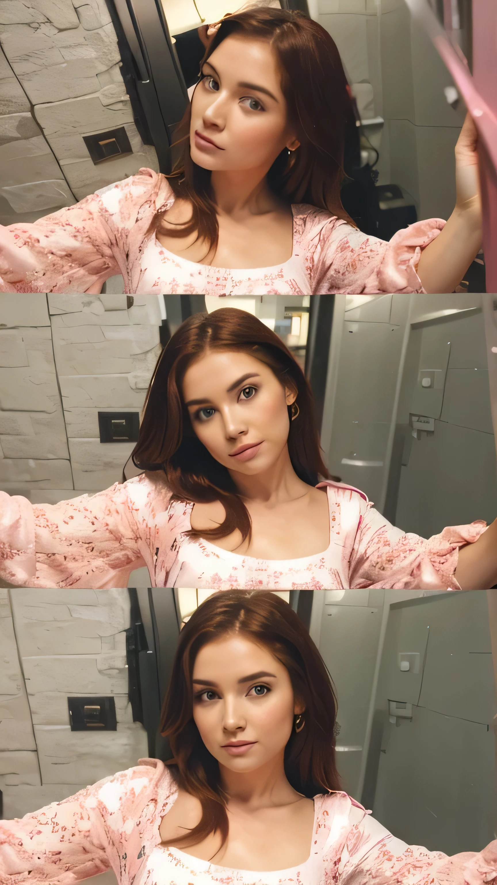 Different pose, pretty girl with copper hair and black clothes with pink