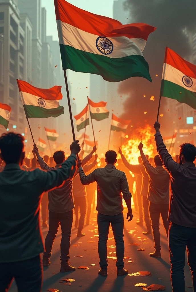 People are Burning Indian flags