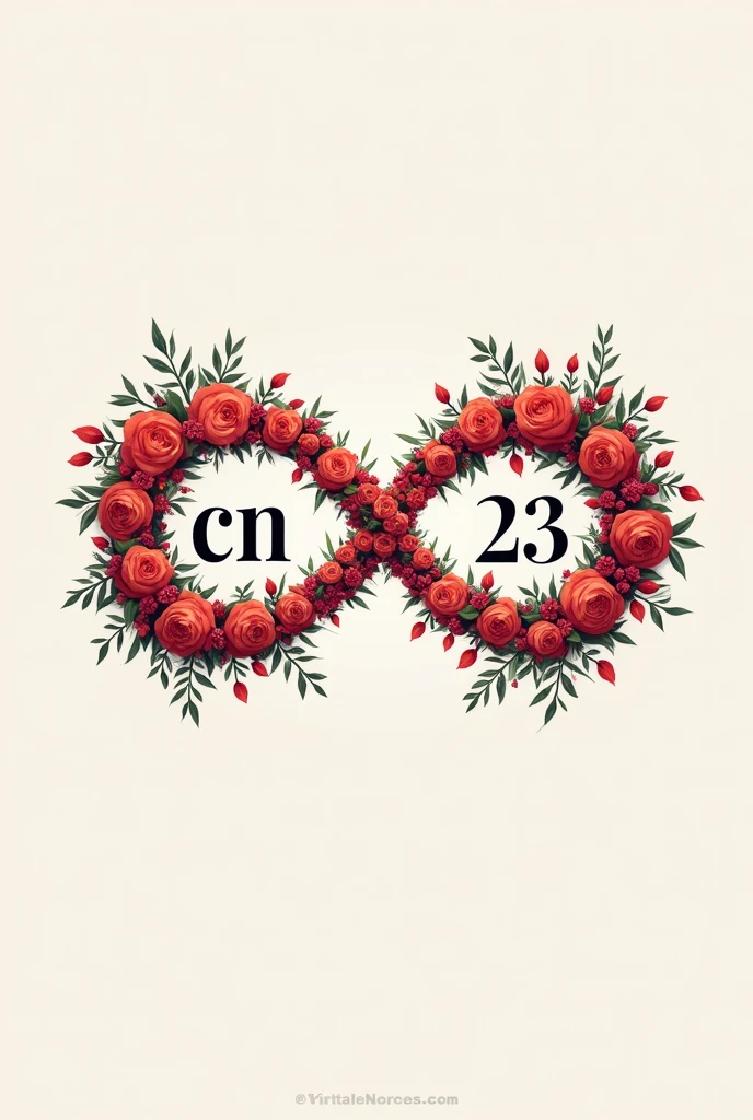 GENERA UNA IMAGEN CON LAS followingS LETRAS CN Y EL NUMERO 23, AND SMALL LETTERS CLEIVER AND NERSY, AND A SYMBOL OF INFINITE LOVE, following, IT'S FOR MY PARTNER, the letters are missing, CN and letters and the infinity symbol