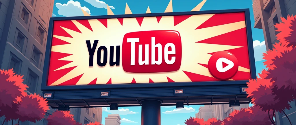 A high-quality, eye-catching YouTube frame logo, Youtube video player billboard mockup with subscribe button, playful and dynamic in composition, featuring youtube logo, in an anime art style