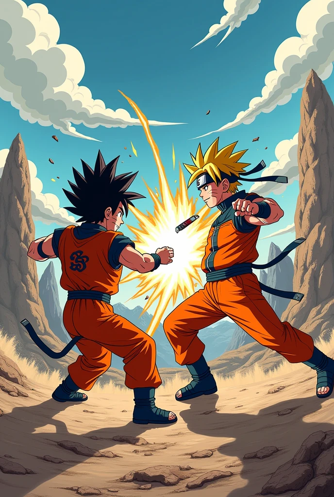 Naruto fighting with goku