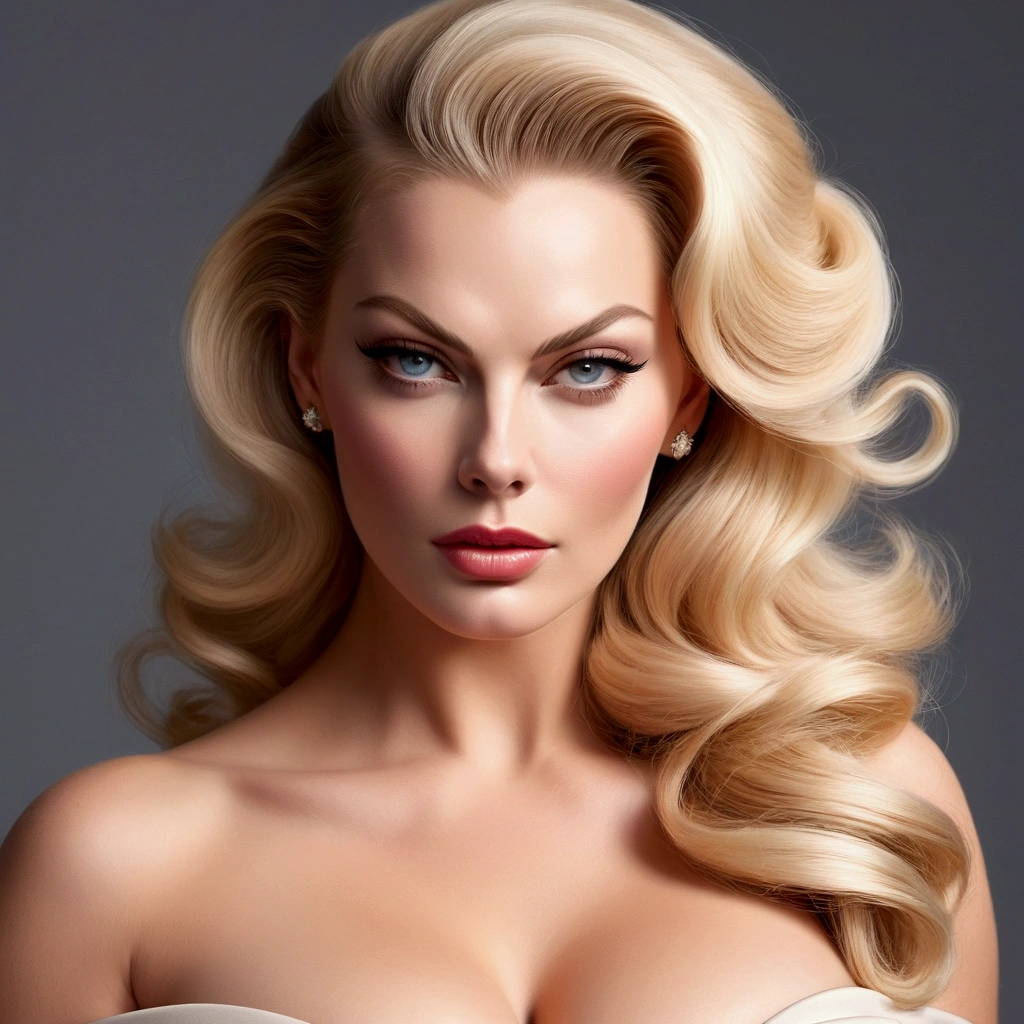 HYBRID FACE BETWEEN ANITA EKBERG AND LINDSEY VONN , BUST IMAGE STYLE, STUDIO IMAGE STYLE, DIFFUSED LIGHTS ON FACE, STRONG BACK LIGHTS, CLOSE FACE SHOT, LIGHT BLONDE HAIR, BUN HAIR STYLE, VERY VOLUMOUS, HUGE STRAIGHT HAIR, VERY LIGHT BLONDE HAIR, VERY PALE SKY, HIGH CHEEKBONES, ROSY CHEEKS, GORGEOUS LIPS, SOFT LIPSTICK, FREE COLLAR BODY REGION, VOLUMOUS BREASTS, STRAPLESS CLEAVAGE, ENIGMATIC FACE EXPRESSION, HIGH QUALITY IMAGE, MASTERPIECE, 8K