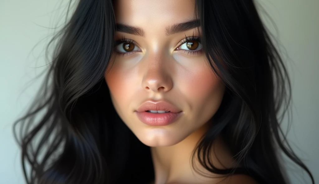white skinned woman with long black hair,2, ultra realistic beautiful woman with detailed face, ultrarealistic photograph