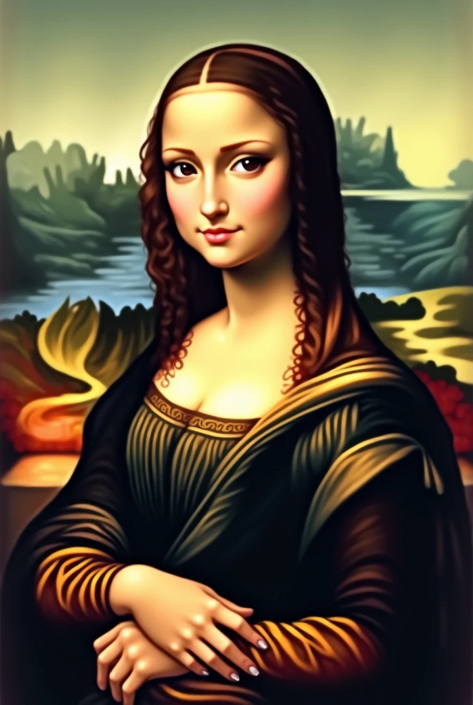 Painting of the mona lisa anime version 