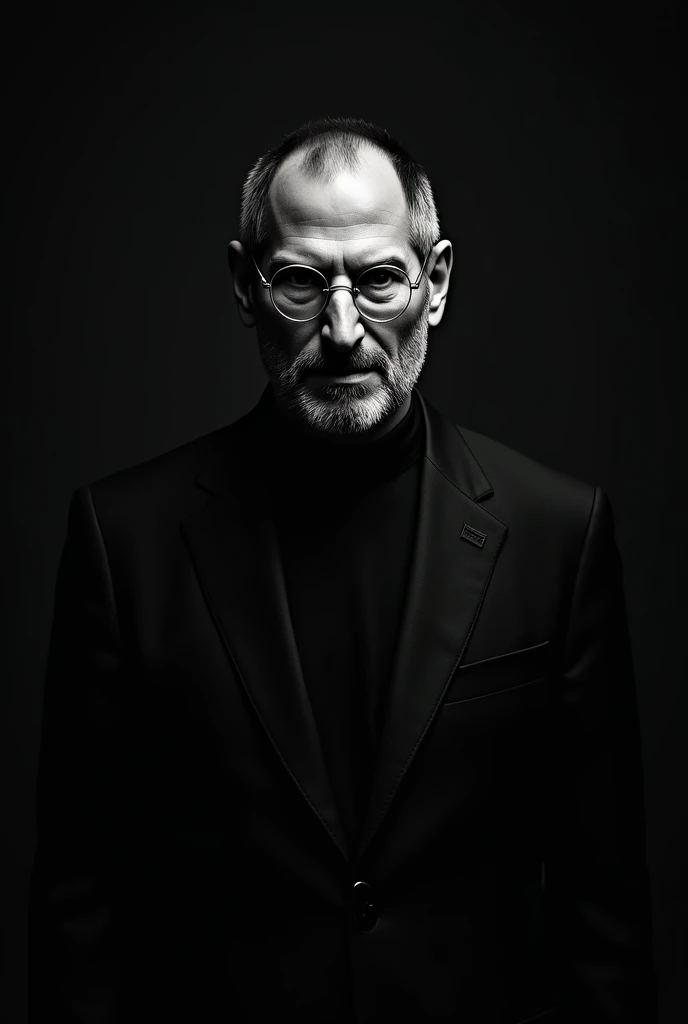Steve Jobs, black and luxury background, artistic, cinematic, realisitic