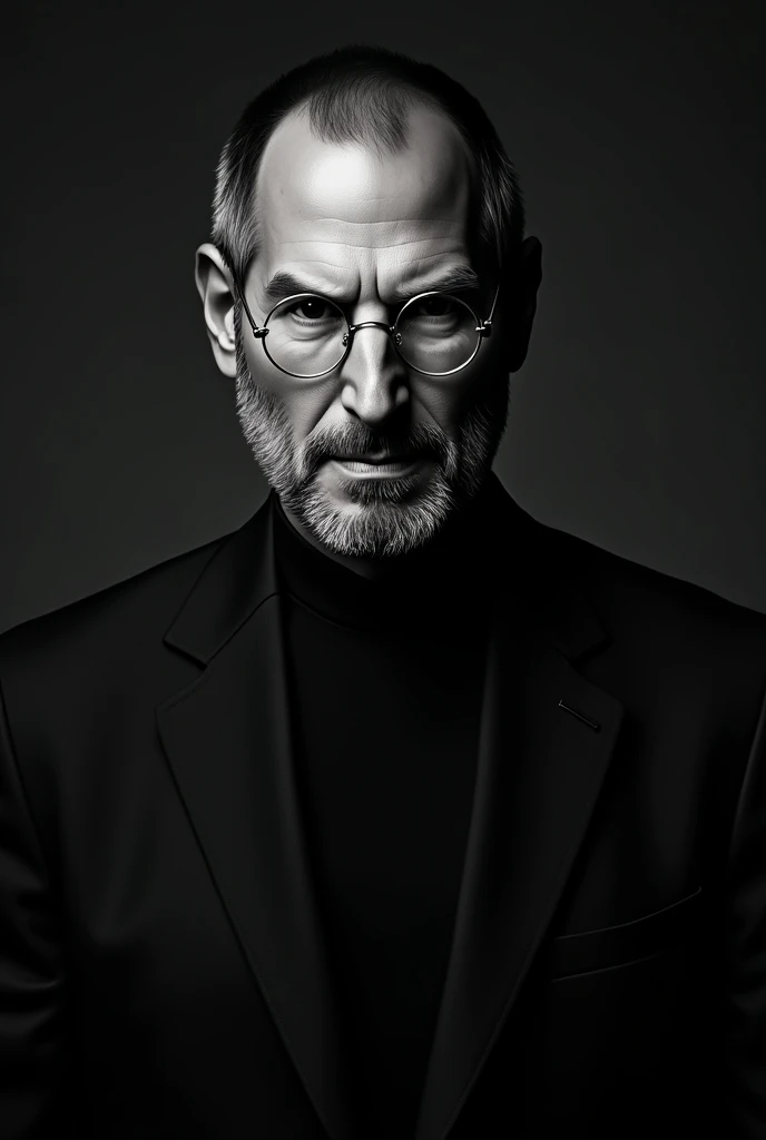 Steve Jobs, black and luxury background, artistic, cinematic, realisitic