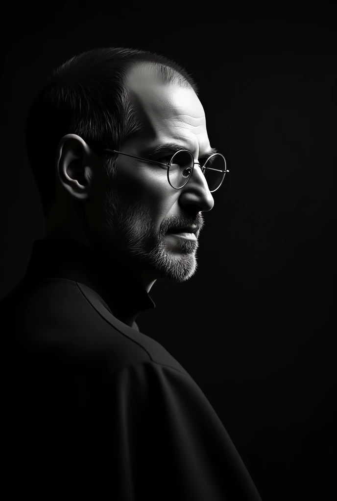Steve Jobs, black and luxury background, artistic, cinematic, realisitic