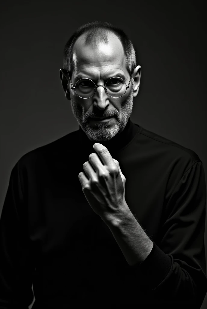 Steve Jobs, black and luxury background, artistic, cinematic, realisitic