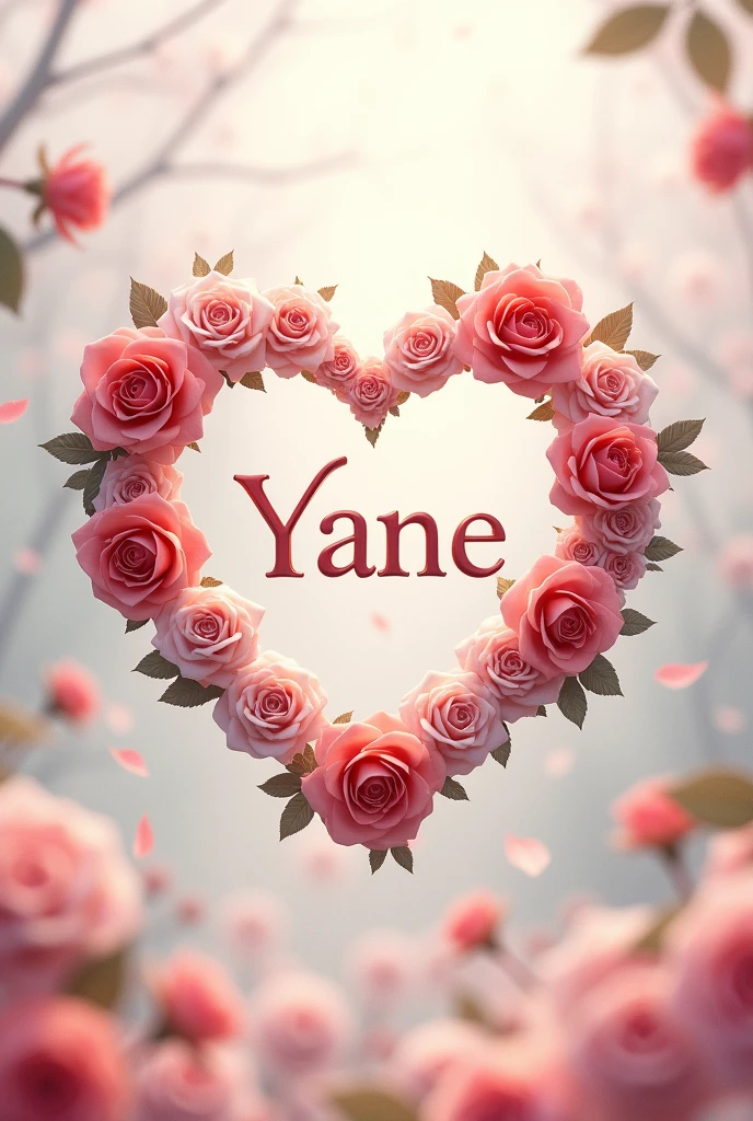 thin heart with roses and with the text yane 
