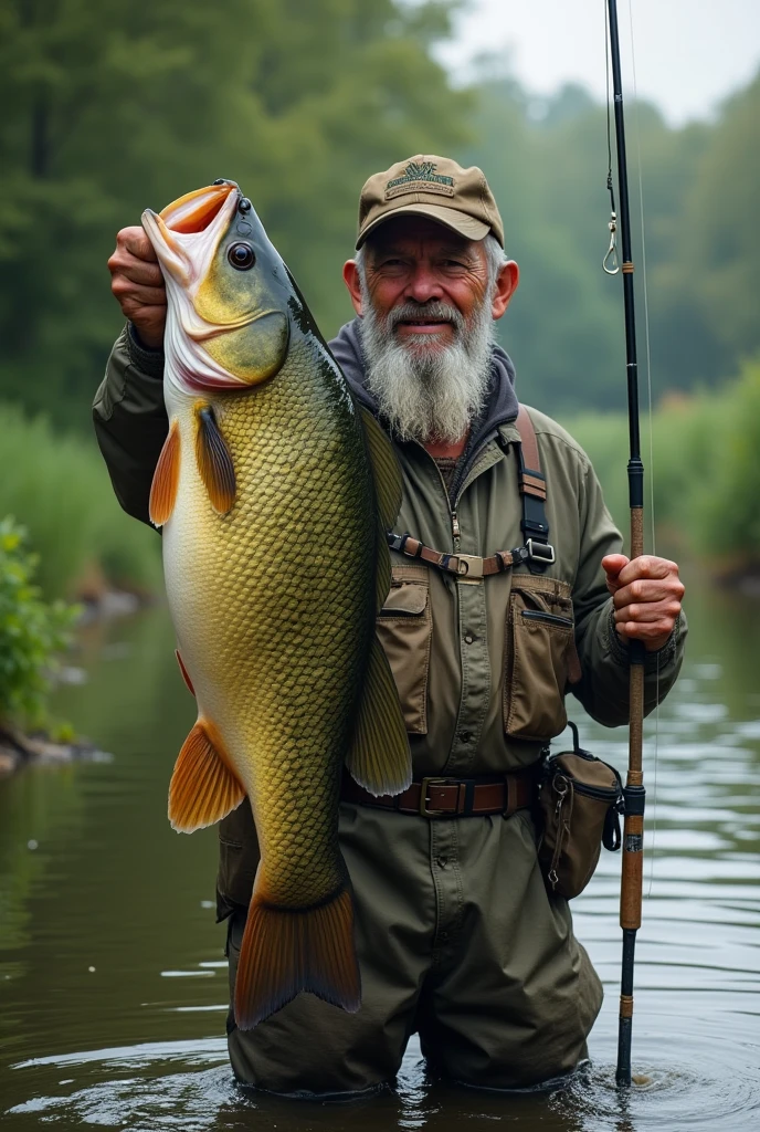 Fisherman with a large carp