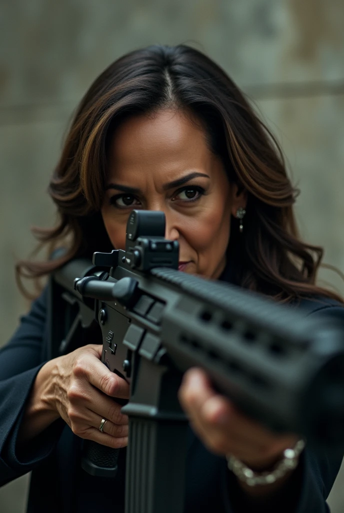Vice president Kamala Harris shooting an at-15 at Donald trump