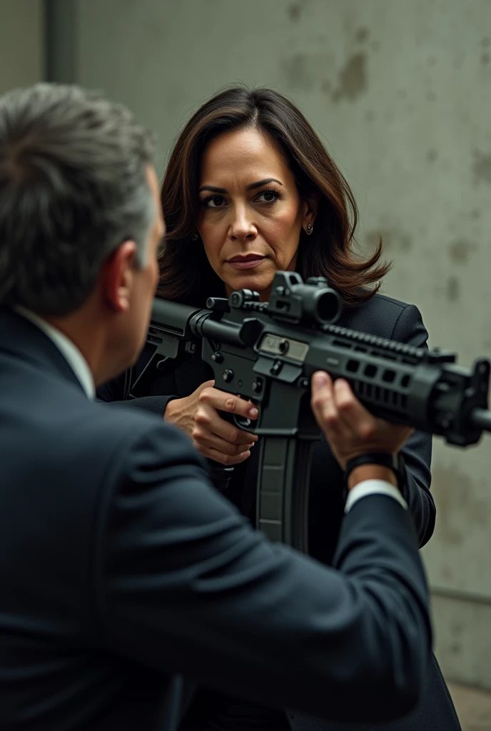 Vice president Kamala Harris shooting an at-15 at Donald trump