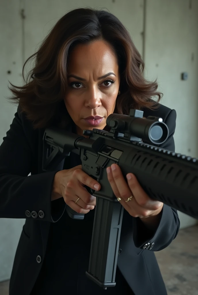 Vice president Kamala Harris shooting an at-15 at Donald trump