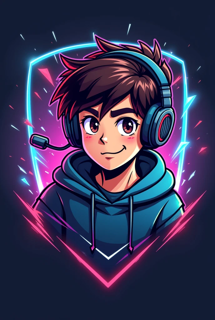 Create a logo of a super gamer boy with headphones