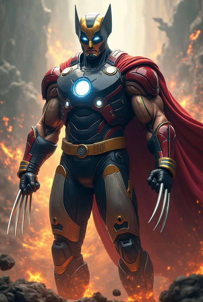 Wolverine with iron man and Thor fusion