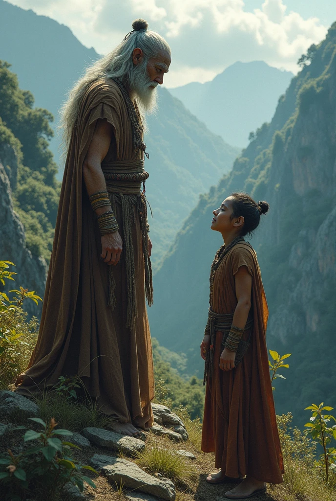 She appears to him as an old and wise woman, warning him of the impending dangers if he allows foreigners to destroy the mountain. Mama Urcu promises him eternal protection for him and his people if he fights for her..