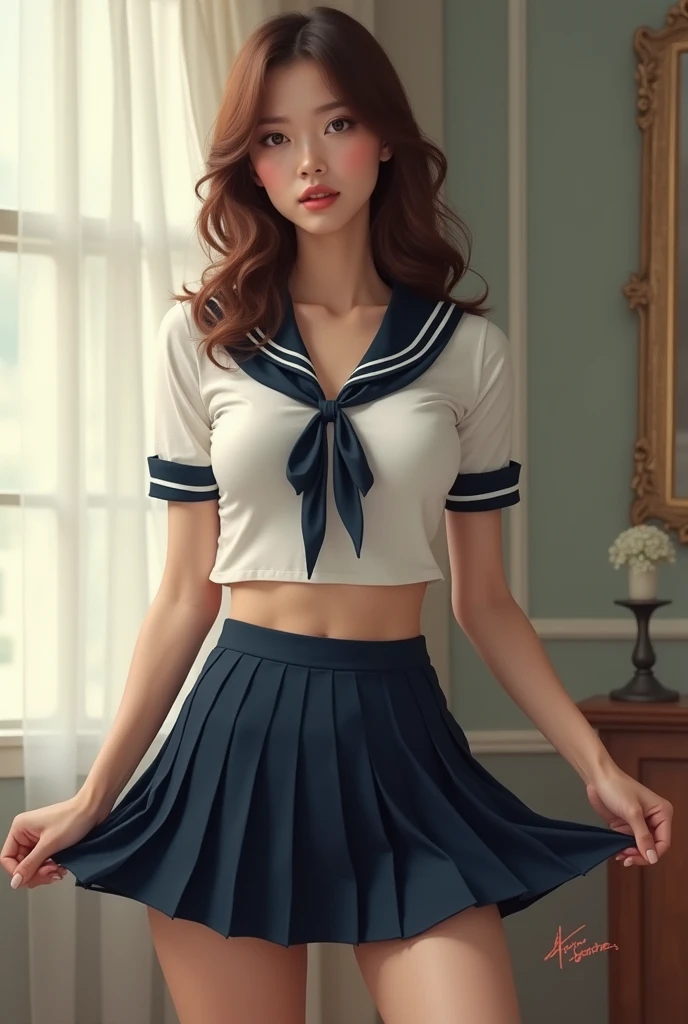 Sailor suit、Leg spread、Skirt flip、Beauty