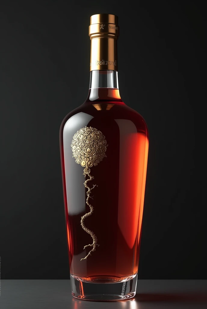 A wine bottle,Chinese Wine Pot,Trendy bottle design,The surface is a streamlined glass design,Colored glass ceramic material,There is a golden Chinese medicine pattern,Trendy bottle design,High-end,Gao Yade,Streamlined texture,Metal bottle caps,golden bottle cap,high quality,surreal style