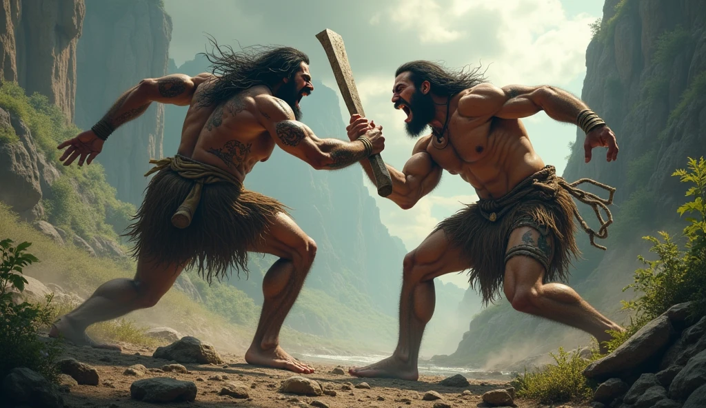 prehistoric man fighting