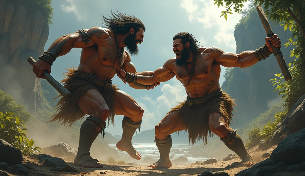 prehistoric man fighting