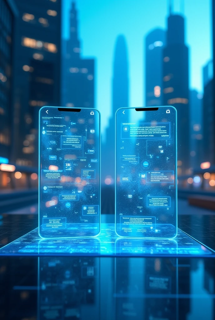 glass cell phones translation futuristic blue cominhas