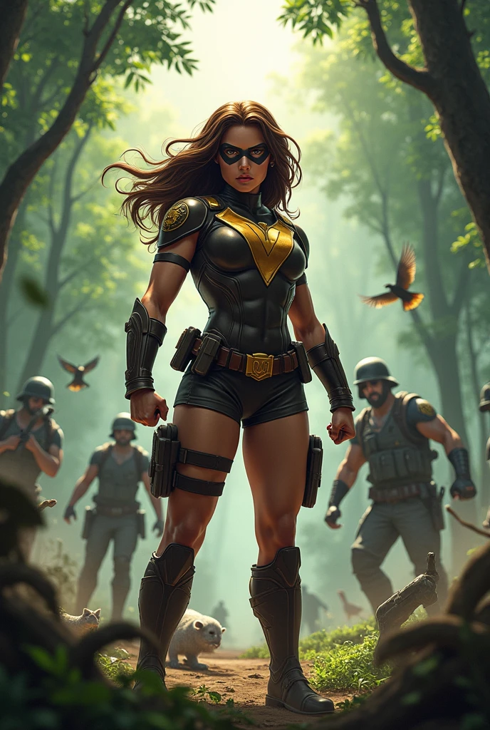 Super Gabi fighting against bandits who hunt illegal animals