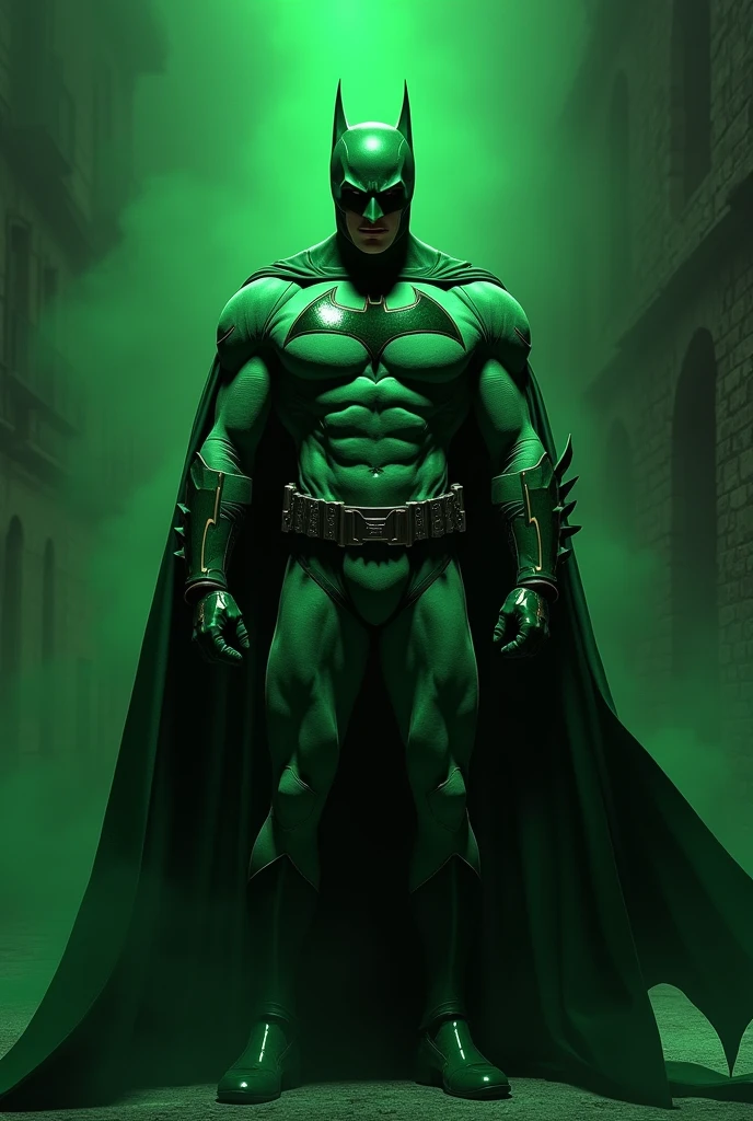 Make an excellent and beautiful image of Batman with the all green outfit for WhatsApp 