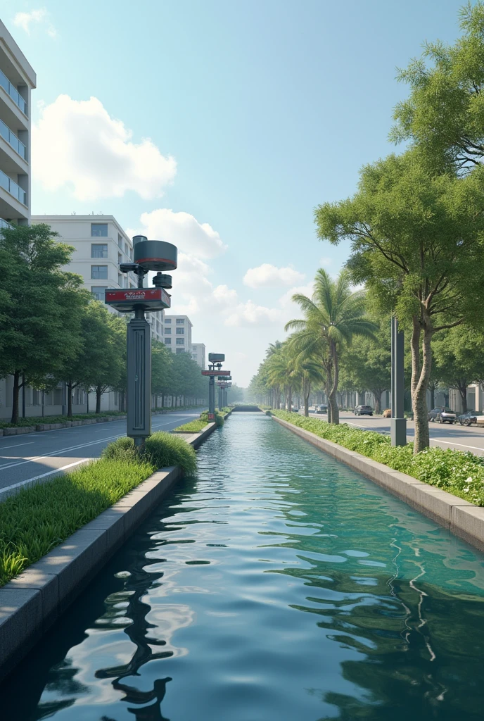 Provide me a picture of an innovation of canal blockage sensor for preventing floods