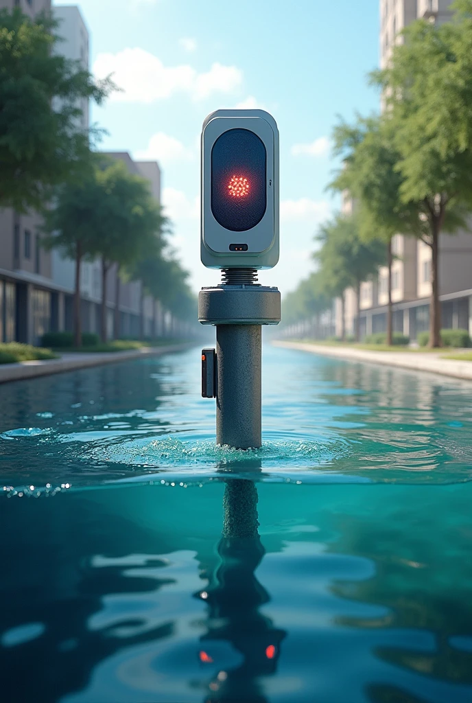 Provide me a picture of an innovation of canal blockage sensor for preventing floods
