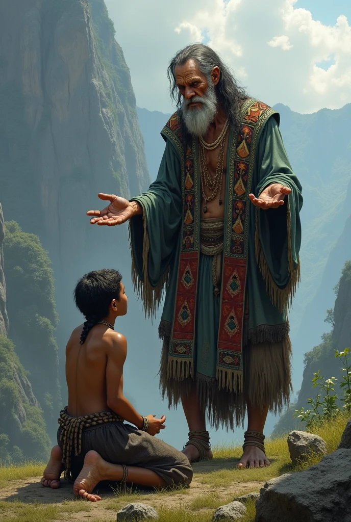 Mama Urcu, an old and wise woman, promises him eternal protection for him and his people if he fights for her..