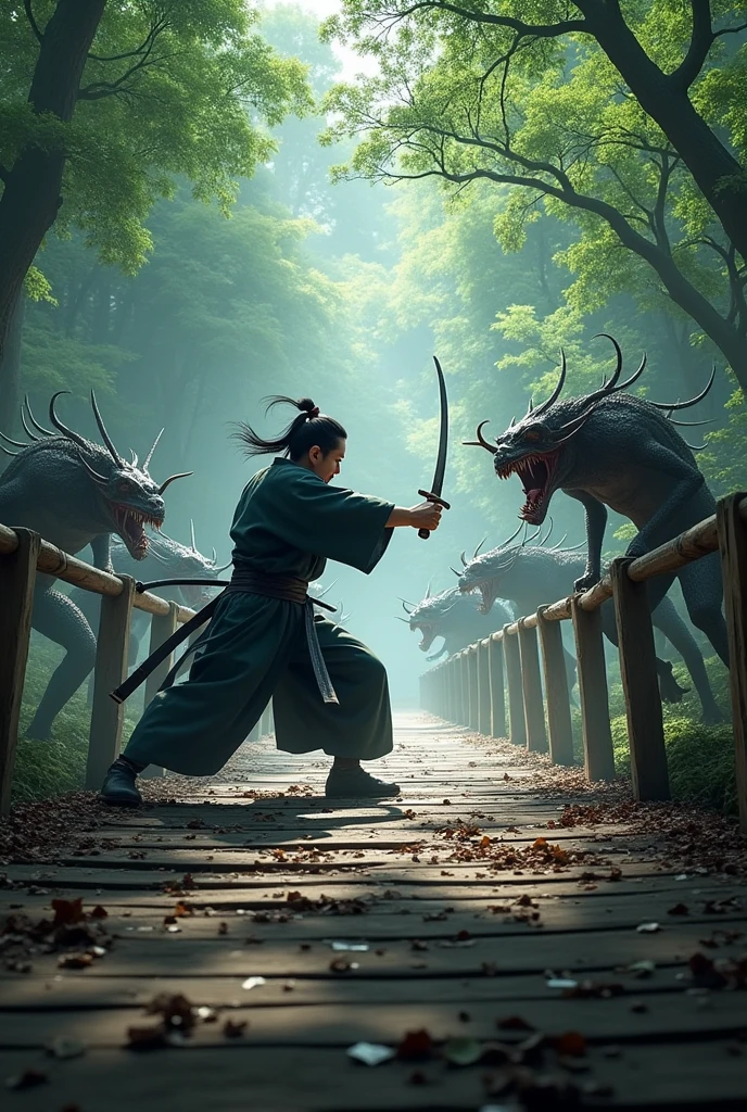 *combat*
Sorry to heat; with a katana ;attacks the demons with his katana;in a bridge surrounded by robust trees, fights with demons in standard 4hd and power