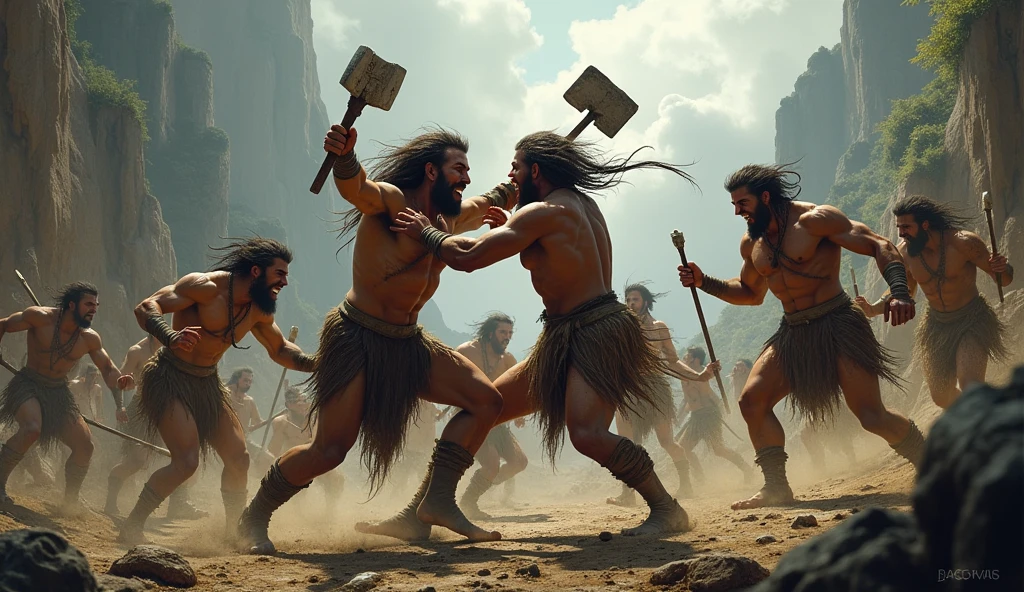 prehistoric mans fighting