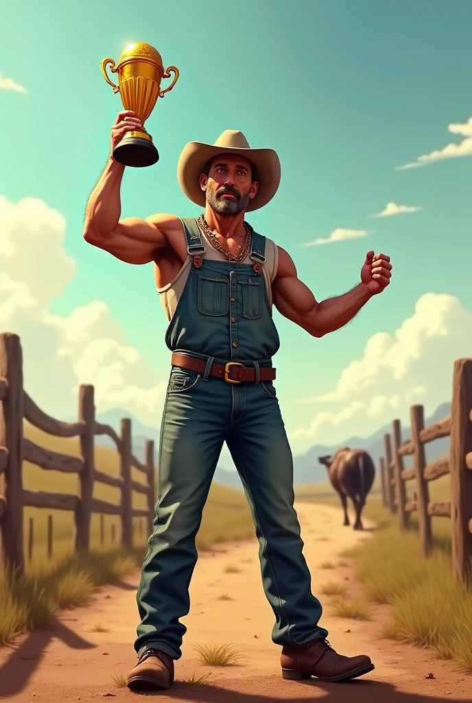 A Stockman lifting the world cup trophy