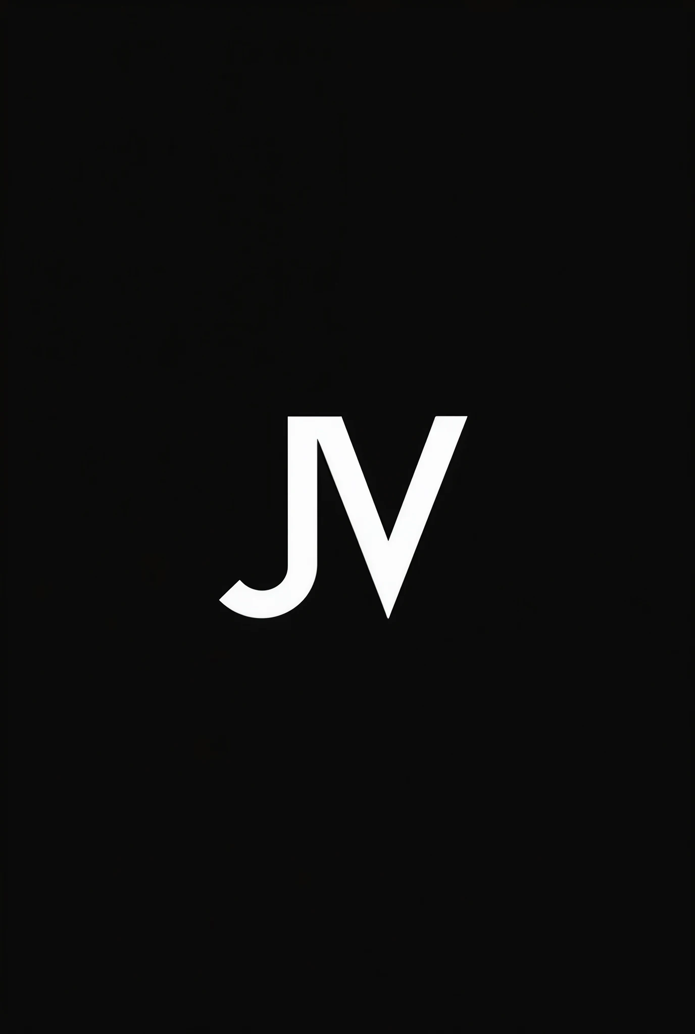 "Create a highly refined, minimalist isotype logo for an elite clothing brand, combining the letters 'J' and 'V' into a sleek and professional design. The logo should be presented in a pure black-and-white scheme, with a solid black background and the logo in white, adhering to a negative-positive format. The design should be composed of precisely 3 or 4 vector segments, allowing it to be broken down into separate yet cohesive parts. The style should be clean, sharp, and minimal, capturing the essence of leading brands like Adidas, Nike, Reebok, and Under Armour."