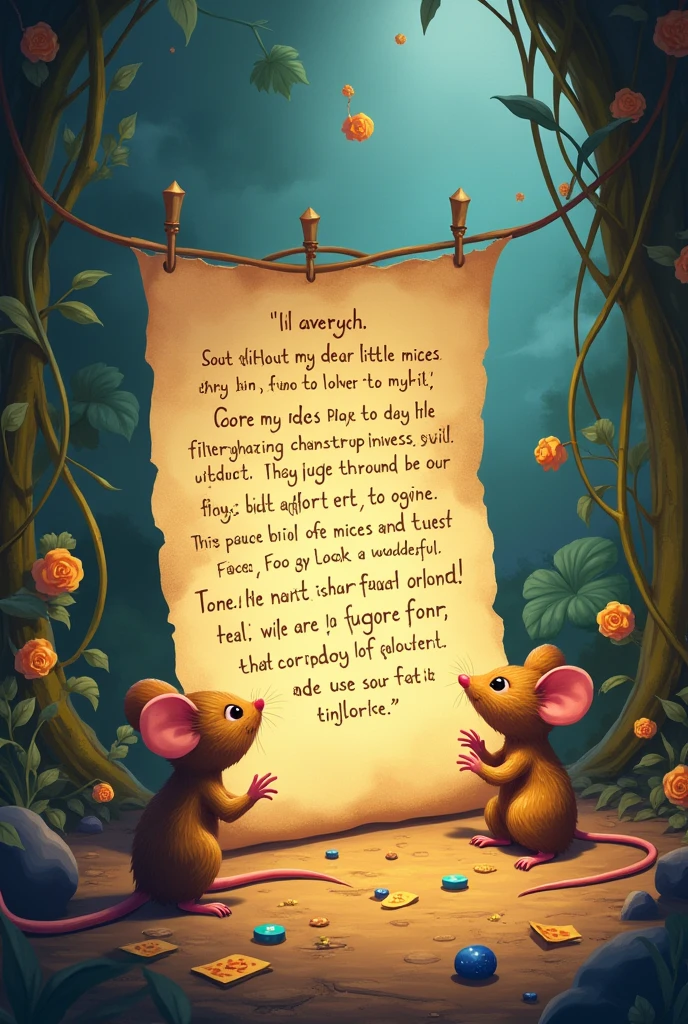 A letter written :
My dear little mice , in this room we will see interesting things , the will you have to live ! What a wonderful thing, isn't it?? That's why we did this test , Well, he must be close by now , If you can solve the problems in the room, it might be easier for you. ,good luck my favorite mice