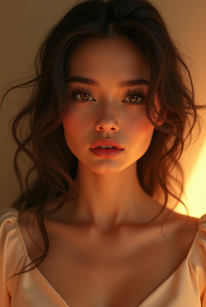 a beautiful woman, detailed face, detailed eyes, detailed lips, long eyelashes, elegant pose, graceful figure, flowing dress, soft lighting, warm colors, cinematic composition, photorealistic, highly detailed, 8k, masterpiece, concept art