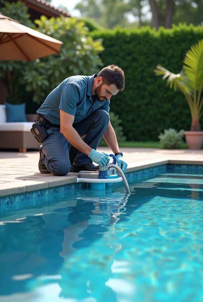 (photorealism:1.2), installing filters in the pool 