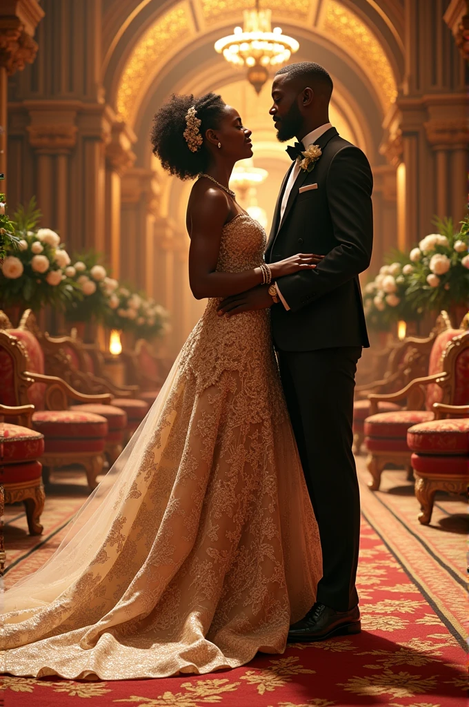 (photorealistic), beautiful lighting, best quality, cinematic, realistic, full body portrait, real picture, intricate details, depth of field, scene is; a 'masquerade ball' in a grand house, there's is two people dancing together in the ballroom. an African American man very well dressed in a dinner suit age mid 30's, wearing a eyemask for a 'Masquerade ball'. there is also an African-American woman very beautiful and pretty in her early 30s dressed in a ball gown, with a eyemask for the 'Masquerade ball' both are dressed for 'masquerade ball' tacticool, Fujifilm XT3, Beautiful lighting, RAW photo, 8k uhd, film grain, ((bokeh))