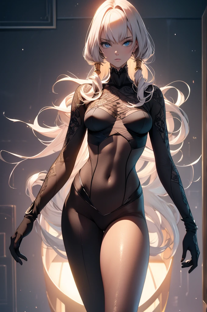 Sexy asian woman, silver hair, stringy body suit, sexy, thong, big butt, biew from behind , anime style, black background, t shirt design