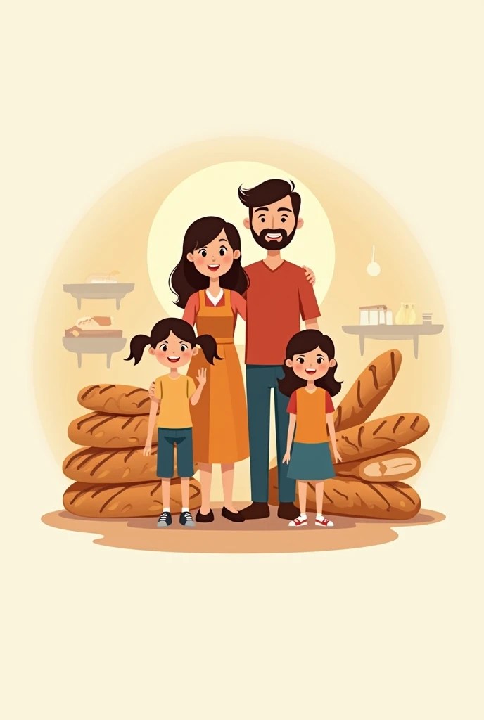 logo of a gluten-free bread and cake factory, with a family