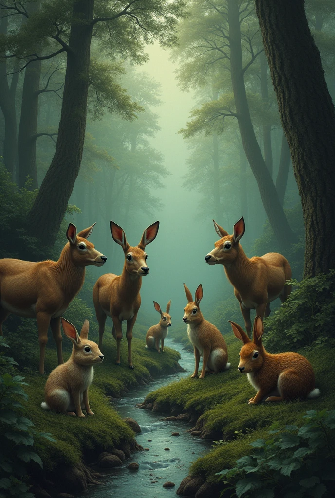 Animals in the forest sad