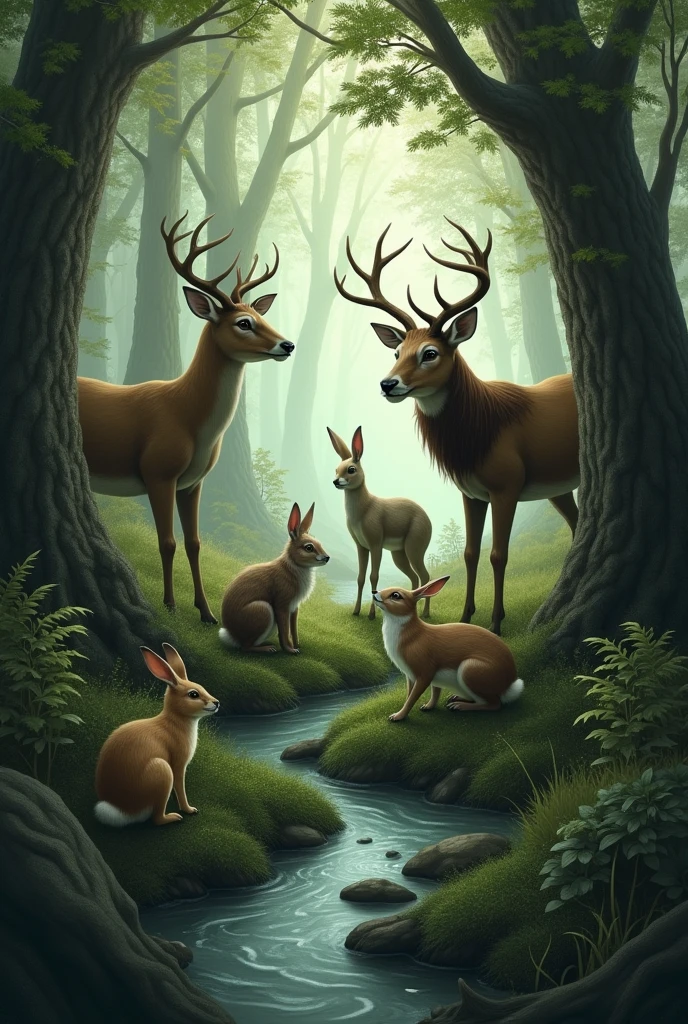 Animals in the forest sad