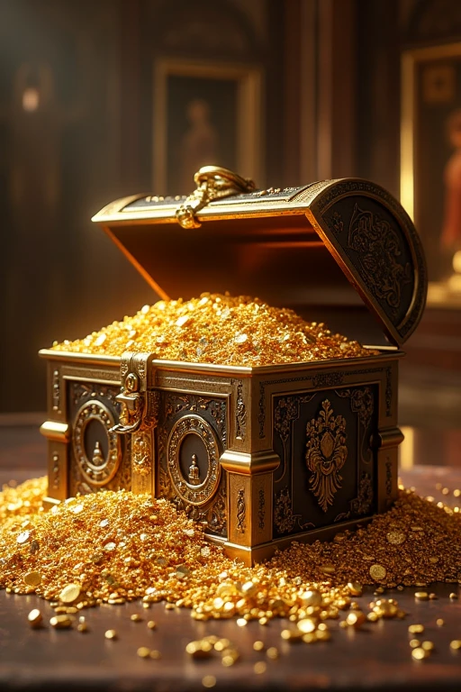 ((Highest quality)), ((masterpiece)), (detailed), golden age、Treasure Chest、Gold and silver treasure
