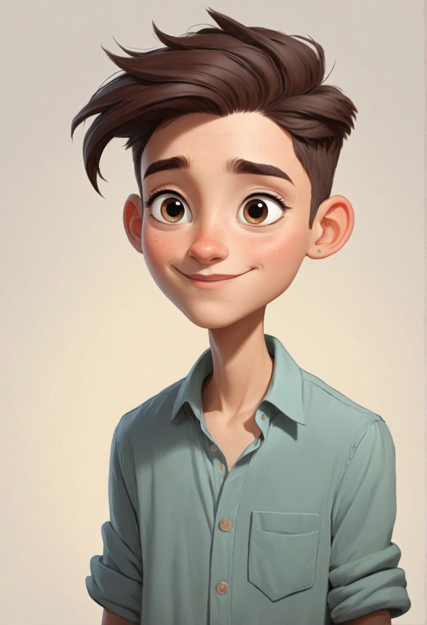 genderless cartoon, with neutral gestures, friendly and , animated caricature, 2d,