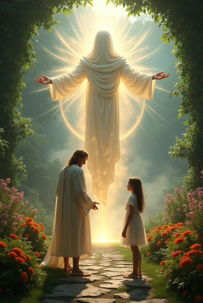Create an image of God talking to Adam