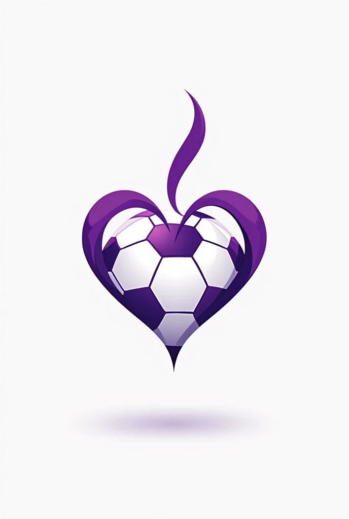 Purple treble clef music note logo merged into a heart shaped soccer ball 