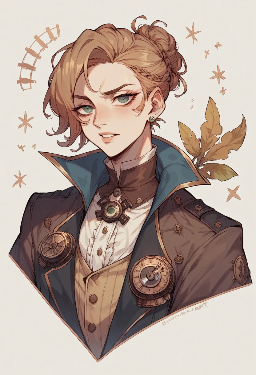 create an image of a woman in steampunk style, digitl art.